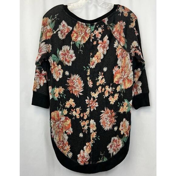 Maurice's Womens Shirt Black Floral Print Soft Classic Casual Comfort size XS - Picture 2 of 9
